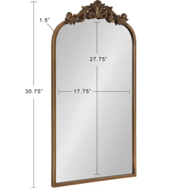 Decorative Mirrors-Kirkland's Home Arendahl Arched Mirror, 19X31 In. Gold