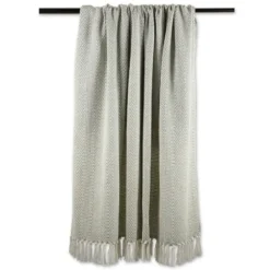 Blankets & Throws-Kirkland's Home Artichoke Herringbone Fringe Throw Green