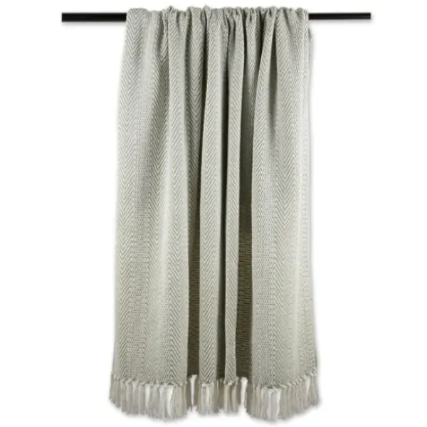 Blankets & Throws-Kirkland's Home Artichoke Herringbone Fringe Throw Green