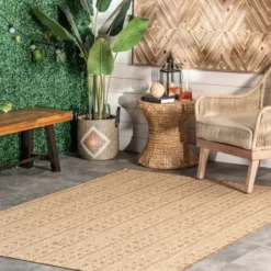 Outdoor Rugs-Kirkland's Home Artisanal Geometric Outdoor Scatter Rug Brown