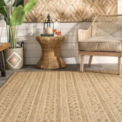 Outdoor Rugs-Kirkland's Home Artisanal Geometric Outdoor Scatter Rug Brown