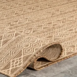 Outdoor Rugs-Kirkland's Home Artisanal Geometric Outdoor Scatter Rug Brown