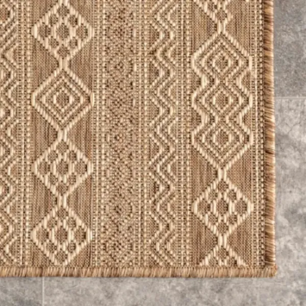 Outdoor Rugs-Kirkland's Home Artisanal Geometric Outdoor Scatter Rug Brown