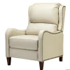 Accent Chairs-Kirkland's Home Arturo Leather Wingback Recliner Ivory