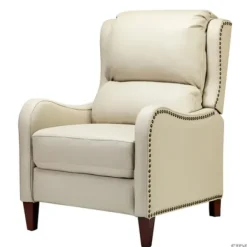 Accent Chairs-Kirkland's Home Arturo Leather Wingback Recliner Ivory