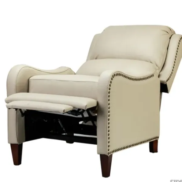 Accent Chairs-Kirkland's Home Arturo Leather Wingback Recliner Ivory