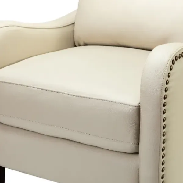 Accent Chairs-Kirkland's Home Arturo Leather Wingback Recliner Ivory