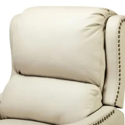 Accent Chairs-Kirkland's Home Arturo Leather Wingback Recliner Ivory