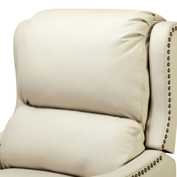 Accent Chairs-Kirkland's Home Arturo Leather Wingback Recliner Ivory