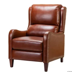 Accent Chairs-Kirkland's Home Arturo Leather Wingback Recliner Brown