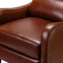 Accent Chairs-Kirkland's Home Arturo Leather Wingback Recliner Brown
