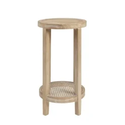 Accent & End Tables-Kirkland's Home Ash Rat Round Martha Stewart Accent Table Tan