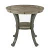 Accent & End Tables-Kirkland's Home Ash Round Nailhead Side Table Gray