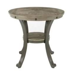 Accent & End Tables-Kirkland's Home Ash Round Nailhead Side Table Gray