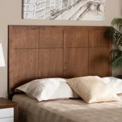 Beds & Headboards-Kirkland's Home Ash Walnut Wood Panel Full Headboard Brown