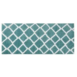 Bathroom Rugs-Kirkland's Home Asymmetrical Cotton Bath Mat, 45 In. Gray