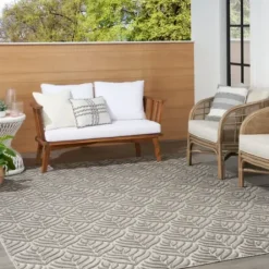 Outdoor Rugs-Kirkland's Home Auckland Chevron Outdoor Area Rug, 5X7 Blue