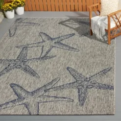 Outdoor Rugs-Kirkland's Home Auckland Damask Outdoor Area Rug, 7X9 Gray