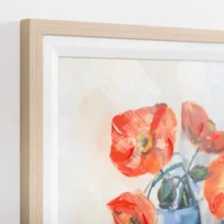 Framed Art-Kirkland's Home August Poppies Framed Art Print Orange/Blue