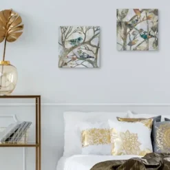 Canvas Art-Kirkland's Home Autumn Flight Canvas Art Prints, Set Of 2 Gray/Blue