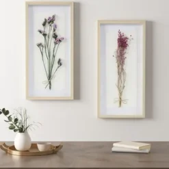 Framed Art-Kirkland's Home Avant Garden Dried Flowers Shadowboxes, Set Of 2 White/Tan/Multi