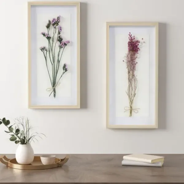 Framed Art-Kirkland's Home Avant Garden Dried Flowers Shadowboxes, Set Of 2 White/Tan/Multi
