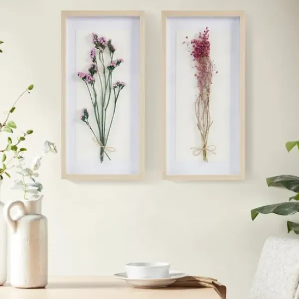 Framed Art-Kirkland's Home Avant Garden Dried Flowers Shadowboxes, Set Of 2 White/Tan/Multi