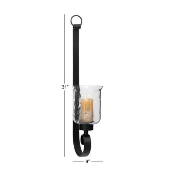 Sconces-Kirkland's Home Axel Black Iron Scroll Sconce