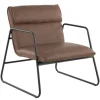 Accent Chairs-Kirkland's Home Axel Espresso Leather Industrial Accent Chair Brown
