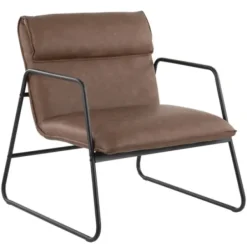 Accent Chairs-Kirkland's Home Axel Espresso Leather Industrial Accent Chair Brown