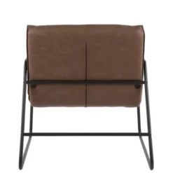 Accent Chairs-Kirkland's Home Axel Espresso Leather Industrial Accent Chair Brown