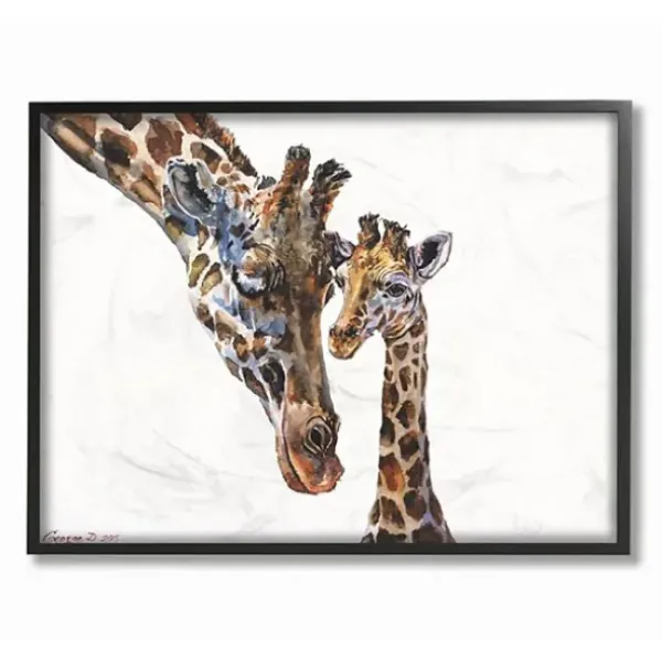 Framed Art-Kirkland's Home Baby Giraffe Watercolor Framed Art Print White/Tan