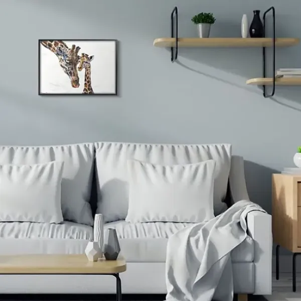 Framed Art-Kirkland's Home Baby Giraffe Watercolor Framed Art Print White/Tan