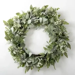 Wreaths-Kirkland's Home Baby'S Breath And Ery Wreath Green