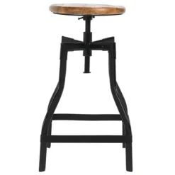 Bar Stools & Counter Height Stools-Kirkland's Home Backless Mango Wood Adjustable Bar Stool Black/Brown