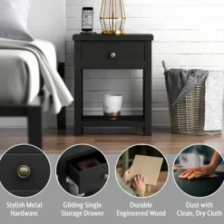 Accent & End Tables-Kirkland's Home Bailie Wooden Side Table Black