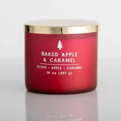 Candles-Kirkland's Home Baked Apple And Caramel Triple Wick Jar Candle Red