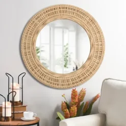 Decorative Mirrors-Kirkland's Home Bamboo Breeze Woven Wall Mirror