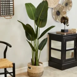 Trees & Topiaries-Kirkland's Home Banana Tree In Ribbed Rock Planter