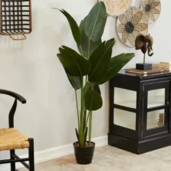 Trees & Topiaries-Kirkland's Home Banana Tree In Ribbed Rock Planter