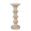 Candle Holders-Kirkland's Home Banded Bead Wood Candle Holder, 13 In. Ivory