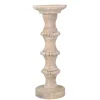 Candle Holders-Kirkland's Home Banded Bead Wood Candle Holder, 15 In. Ivory