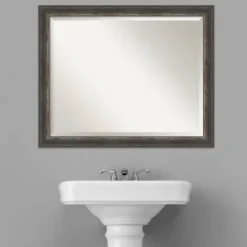Decorative Mirrors-Kirkland's Home Bark Rustic Char Frame Beveled Mirror
