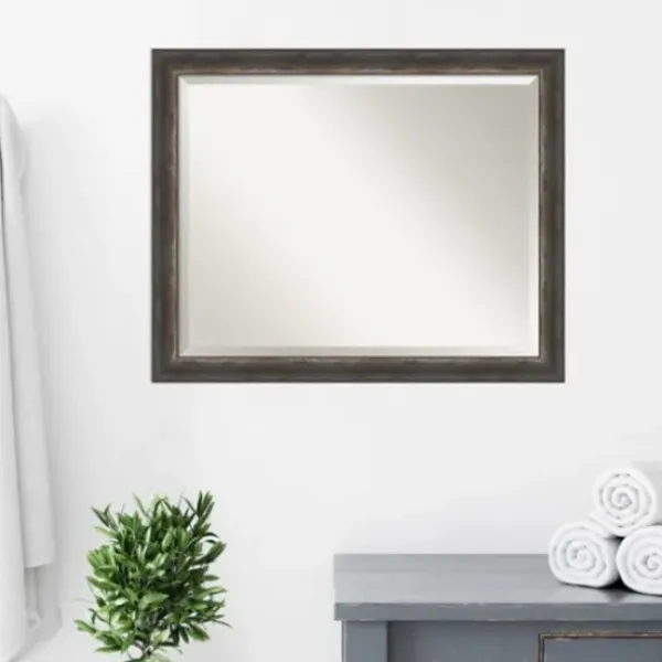 Decorative Mirrors-Kirkland's Home Bark Rustic Char Frame Beveled Mirror