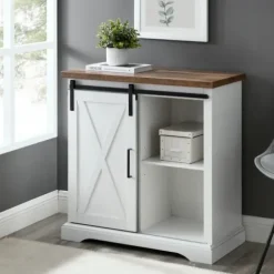 Cabinets & Sideboards-Kirkland's Home Barn Door Cabinet White