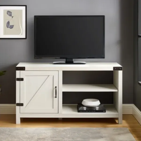 Tv Stands & Media Consoles-Kirkland's Home Barn Door Console Tv Stand White
