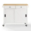 Kitchen Islands & Bar Carts-Kirkland's Home Barn Door Kitchen Cart White