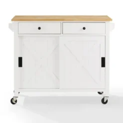 Kitchen Islands & Bar Carts-Kirkland's Home Barn Door Kitchen Cart White