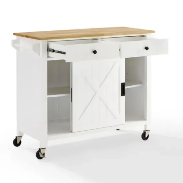 Kitchen Islands & Bar Carts-Kirkland's Home Barn Door Kitchen Cart White