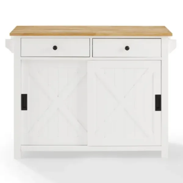 Kitchen Islands & Bar Carts-Kirkland's Home Barn Door Kitchen Cart White